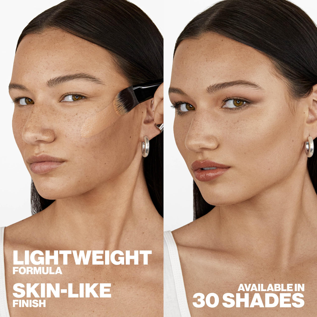 Smashbox lifestyle model wearing foundation outdoors showing long-wear confidence