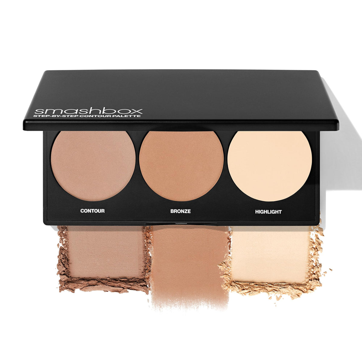 Smashbox front view of compact palette showing sleek case and logo benefit portable