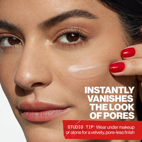 Smashbox primer before and after showing reduced pores and refined texture benefit