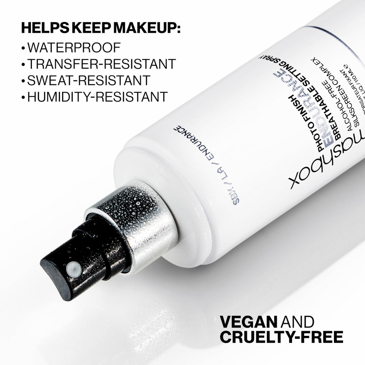 Smashbox spray being applied to face for long-lasting makeup hold