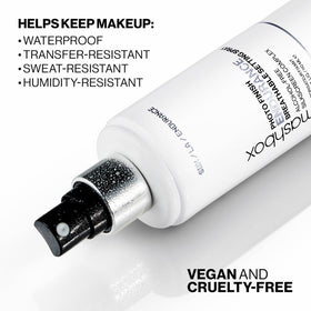 Smashbox spray being applied to face for long-lasting makeup hold