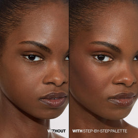Smashbox arm swatches of three shades showing buildable pigment for custom intensity benefit