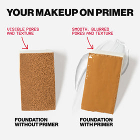 Smashbox swatches on skin before and after primer showing color retention benefit