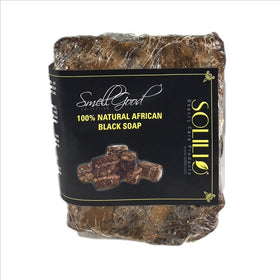 SmellGood front view of 5 lb raw soap block showing brand and size benefit