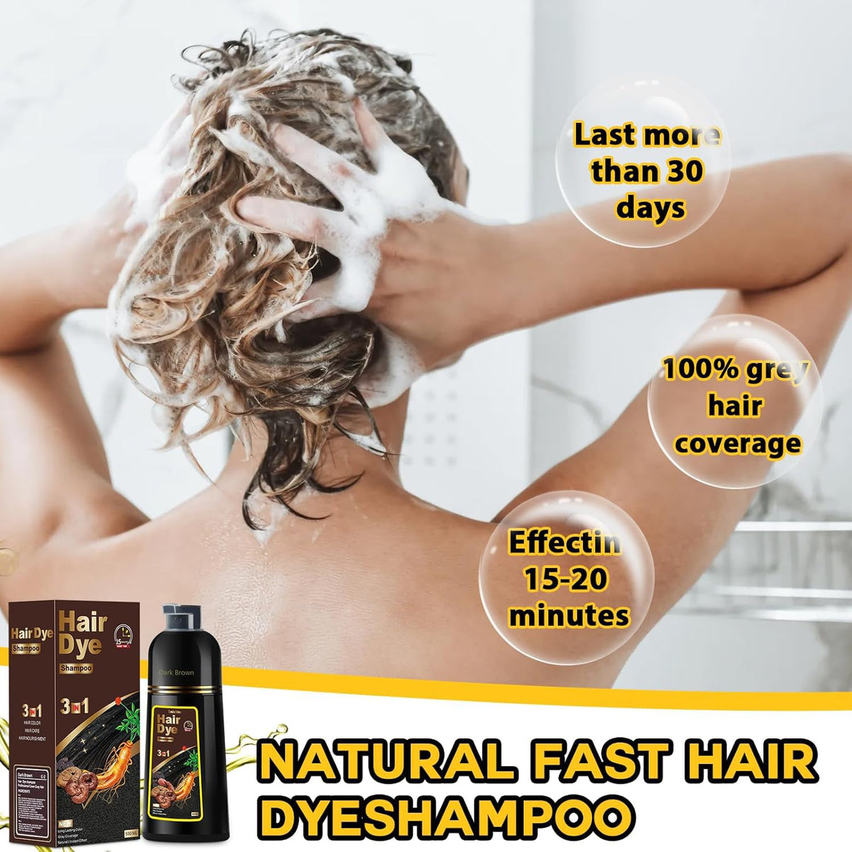 Sminktec before and after hair strands showing visible gray coverage benefit