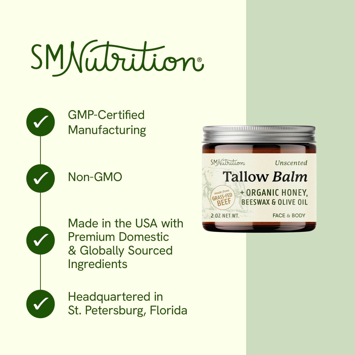 SMNutrition open jar revealing creamy tallow texture for easy absorption