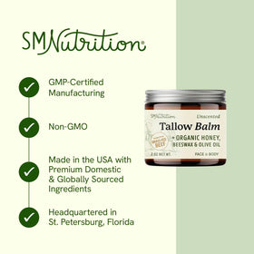SMNutrition open jar revealing creamy tallow texture for easy absorption