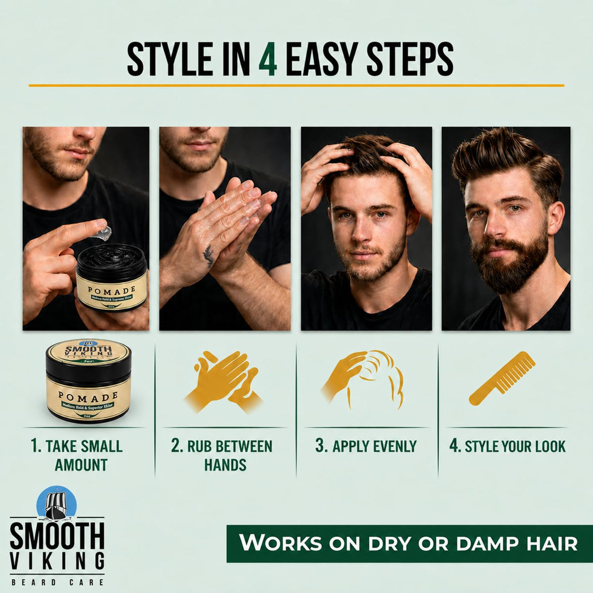 Smooth Viking hair after workout showing long-lasting hold and refreshed look benefit