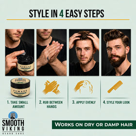 Smooth Viking hair after workout showing long-lasting hold and refreshed look benefit