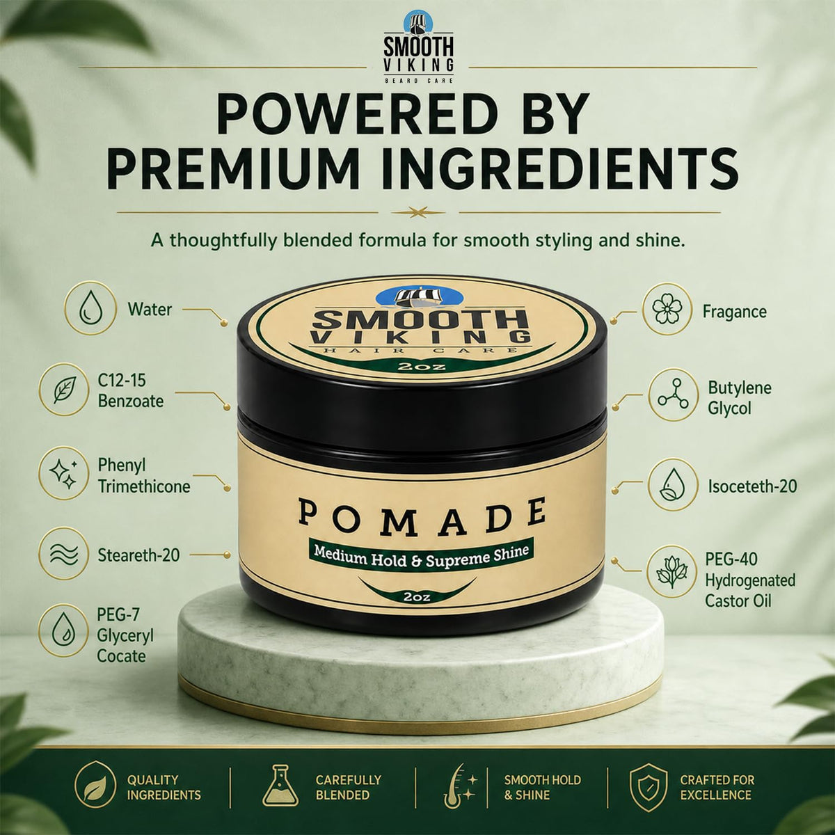 Smooth Viking applying pomade to damp hair for stronger hold benefit