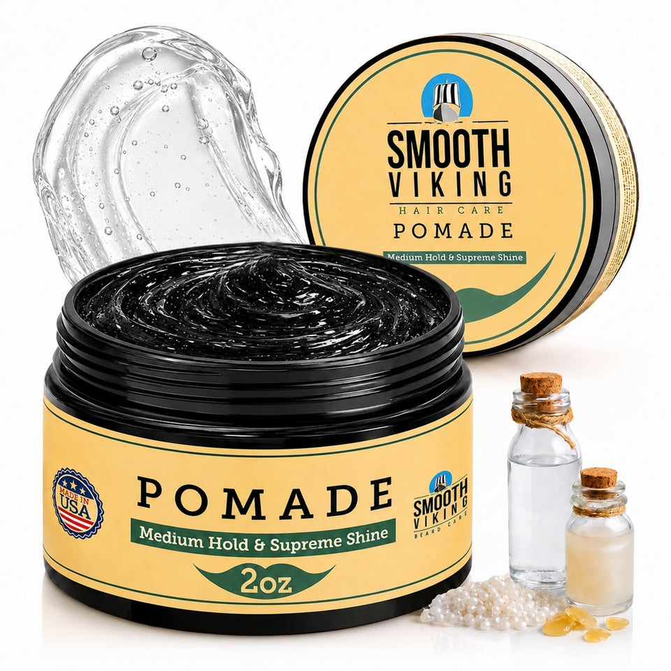 Smooth Viking front jar showing 2oz packaging and polished benefit