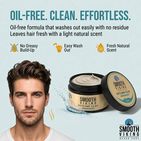 smooth viking clay in palm being worked between fingers showing effortless styling control