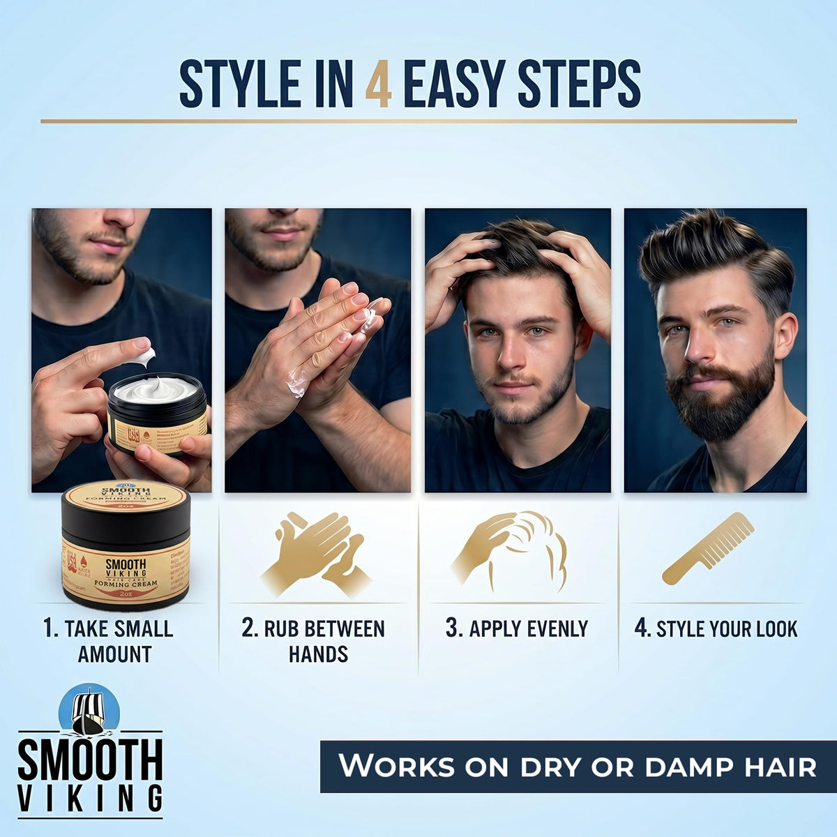 Smooth Viking on bathroom shelf in lifestyle setting showing daily use convenience