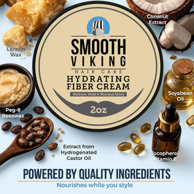 Smooth Viking open jar close-up showing cream texture and fibers for natural hold