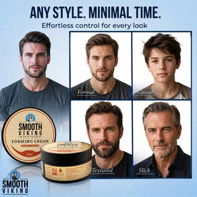 Smooth Viking styled short haircut showing high hold and natural finish