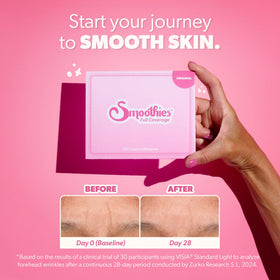 Smoothies patch on crow's feet area showing targeted smoothing benefit