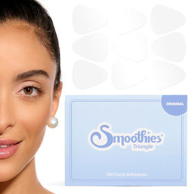 Smoothies front packaging box showing 144 adhesive facial patches and brand for easy restocking
