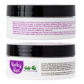 Snip-its jar open to reveal smooth wax texture for easy styling