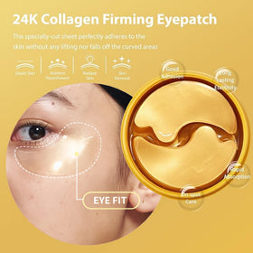SNP patch applied under eye demonstrating firming and cooling effect