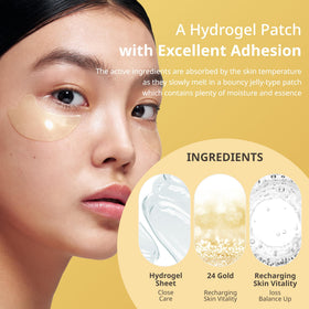 SNP close-up of hydrogel patch texture highlighting gold flakes and adhesion