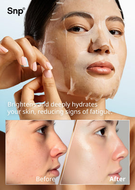 SNP ampoule texture droplet on fingertip, showing lightweight hyaluronic hydration