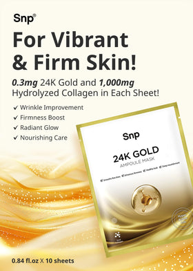 SNP gold-infused ampoule essence on hand highlighting hydrating texture