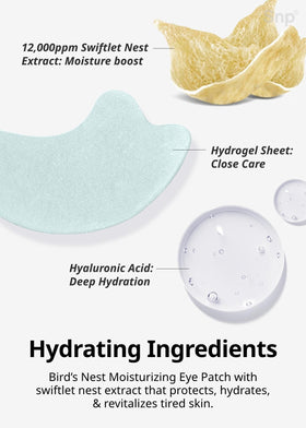 SNP ingredient label featuring bird's nest extract and hyaluronic acid