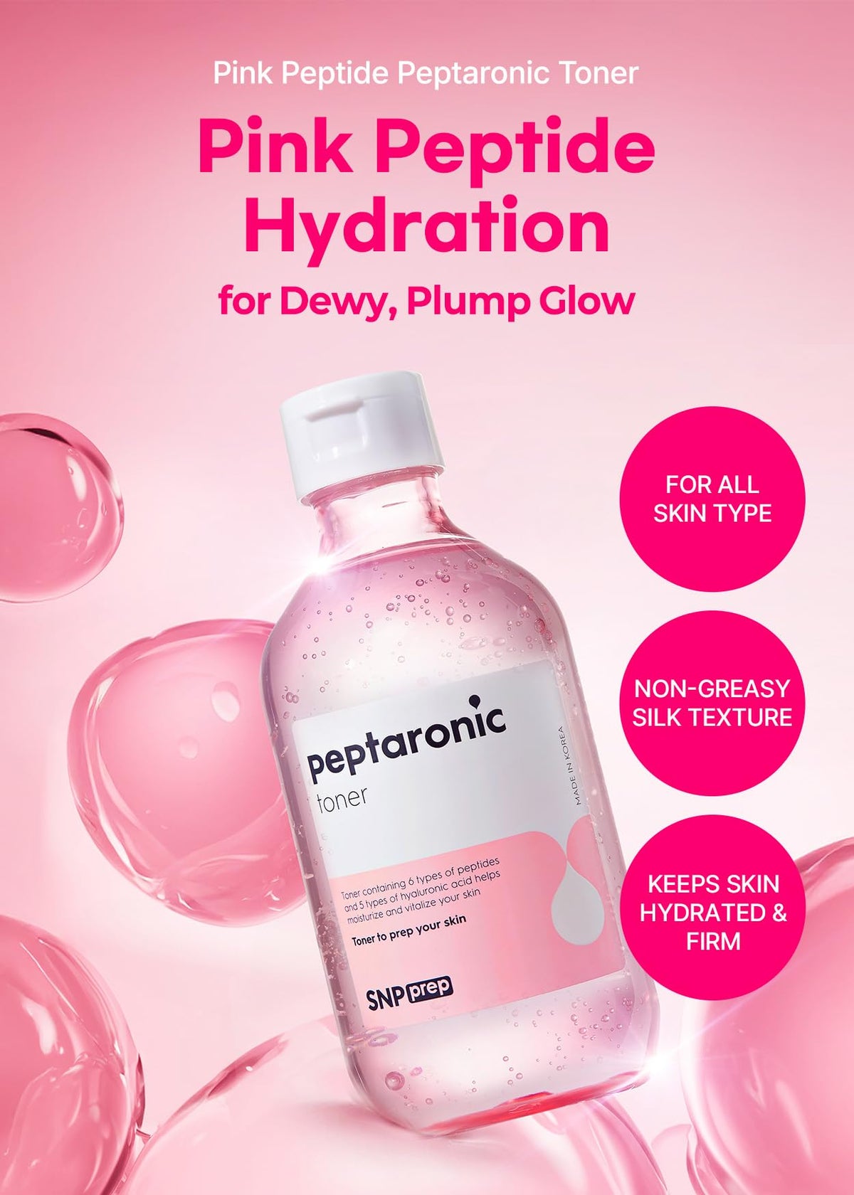 SNP toner pouring texture on hand, demonstrates lightweight hydration for quick absorption