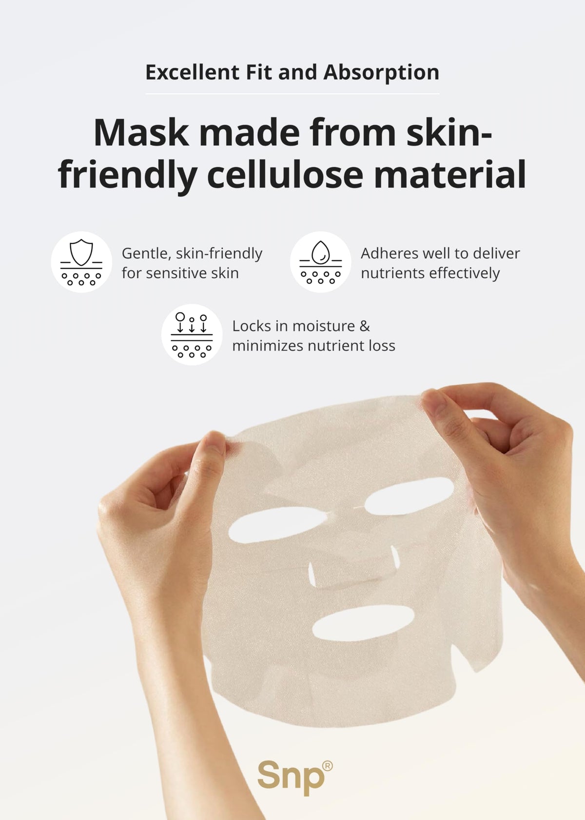 SNP masks laid out flat showing individual packets and generous ampoule essence