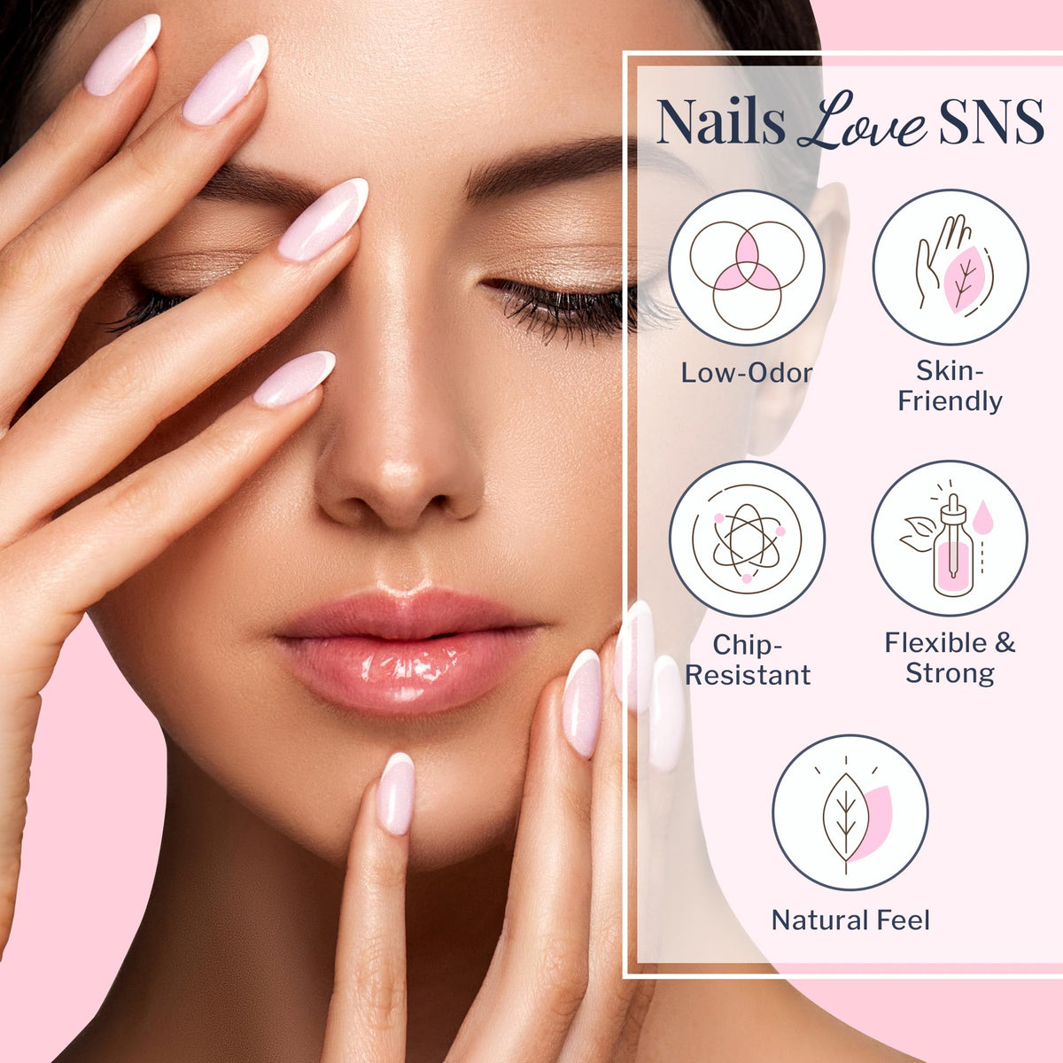 SNS Healthy Natural Nails application dip step demonstrating easy no-UV use