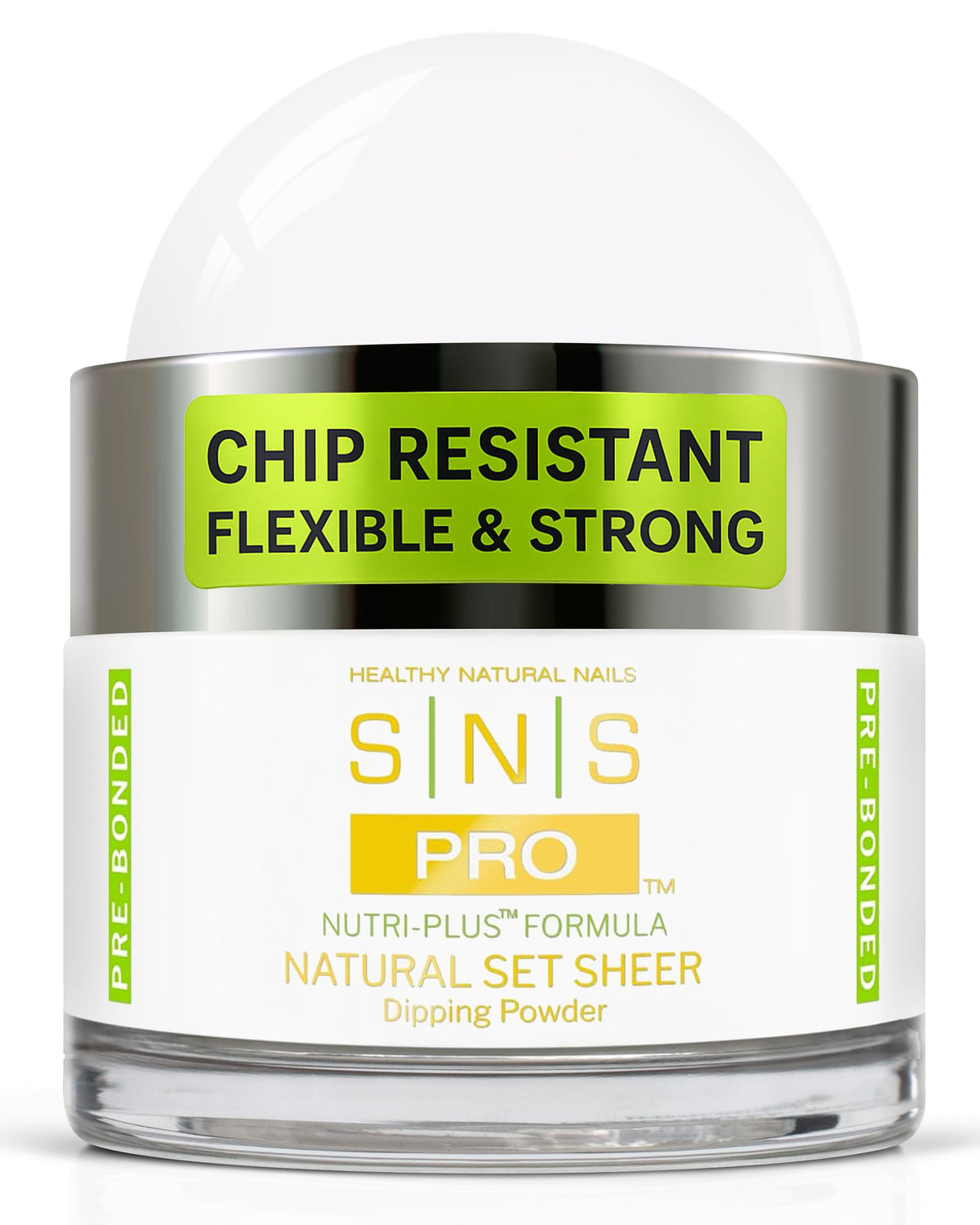 SNS Healthy Natural Nails jar front showing natural sheer shade and 2 oz size