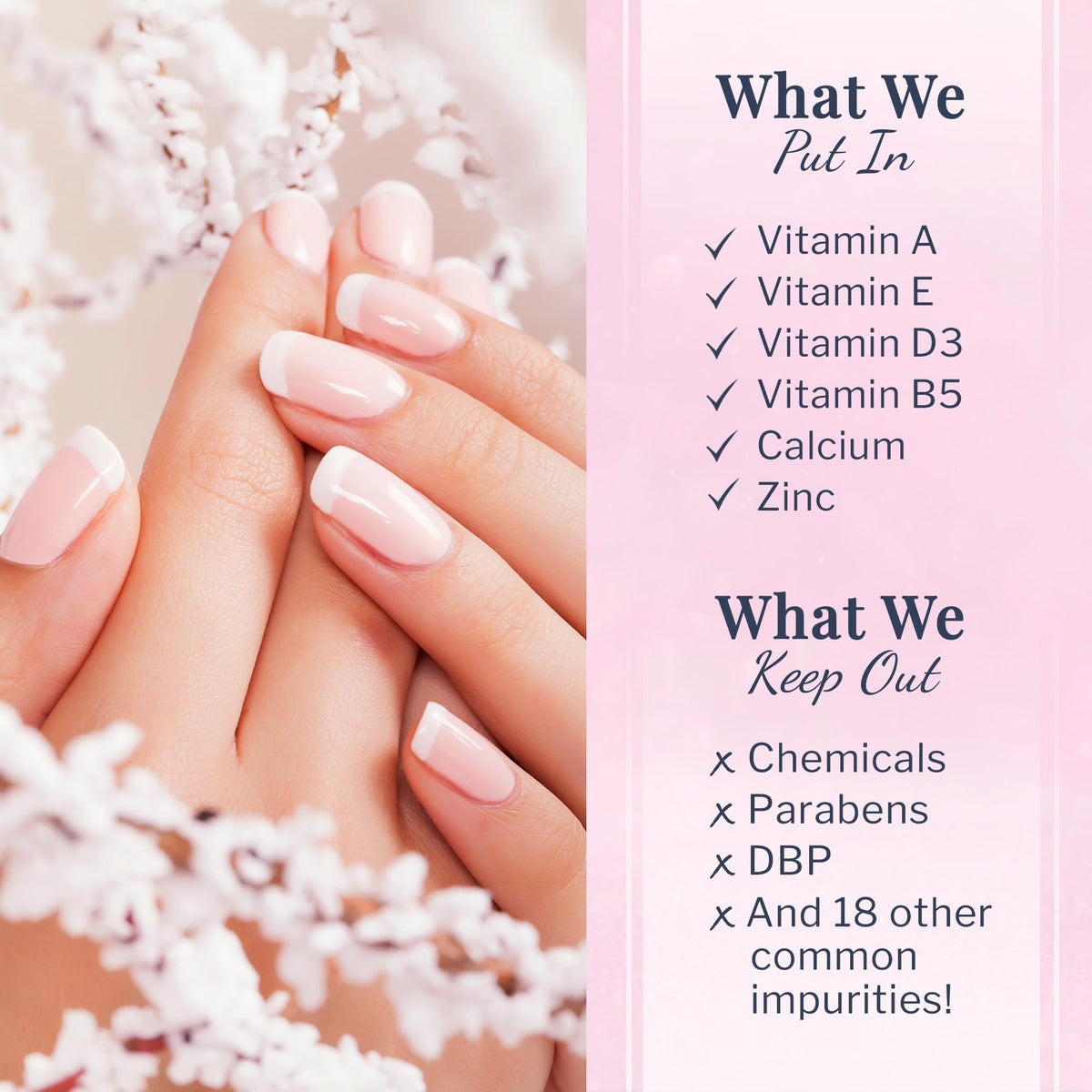 SNS Healthy Natural Nails label highlighting Nutri-Plus vitamins and minerals