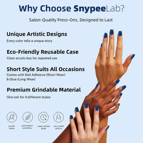 SnypeeLab kit contents arranged to show glue, tabs, file and nails