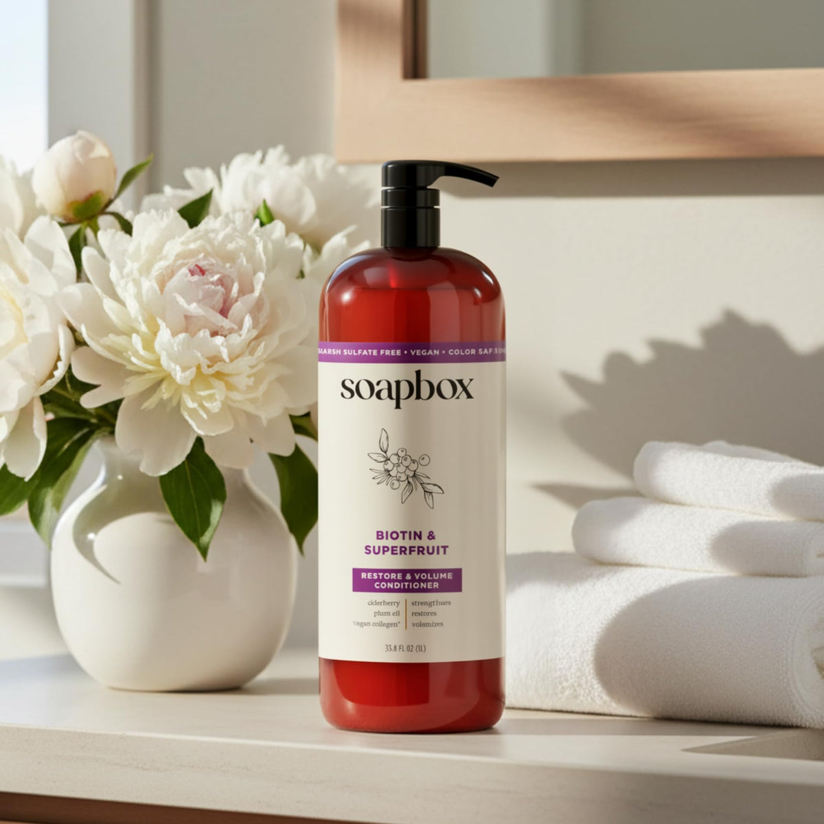 Soapbox in a bathroom setting showing everyday stylish use