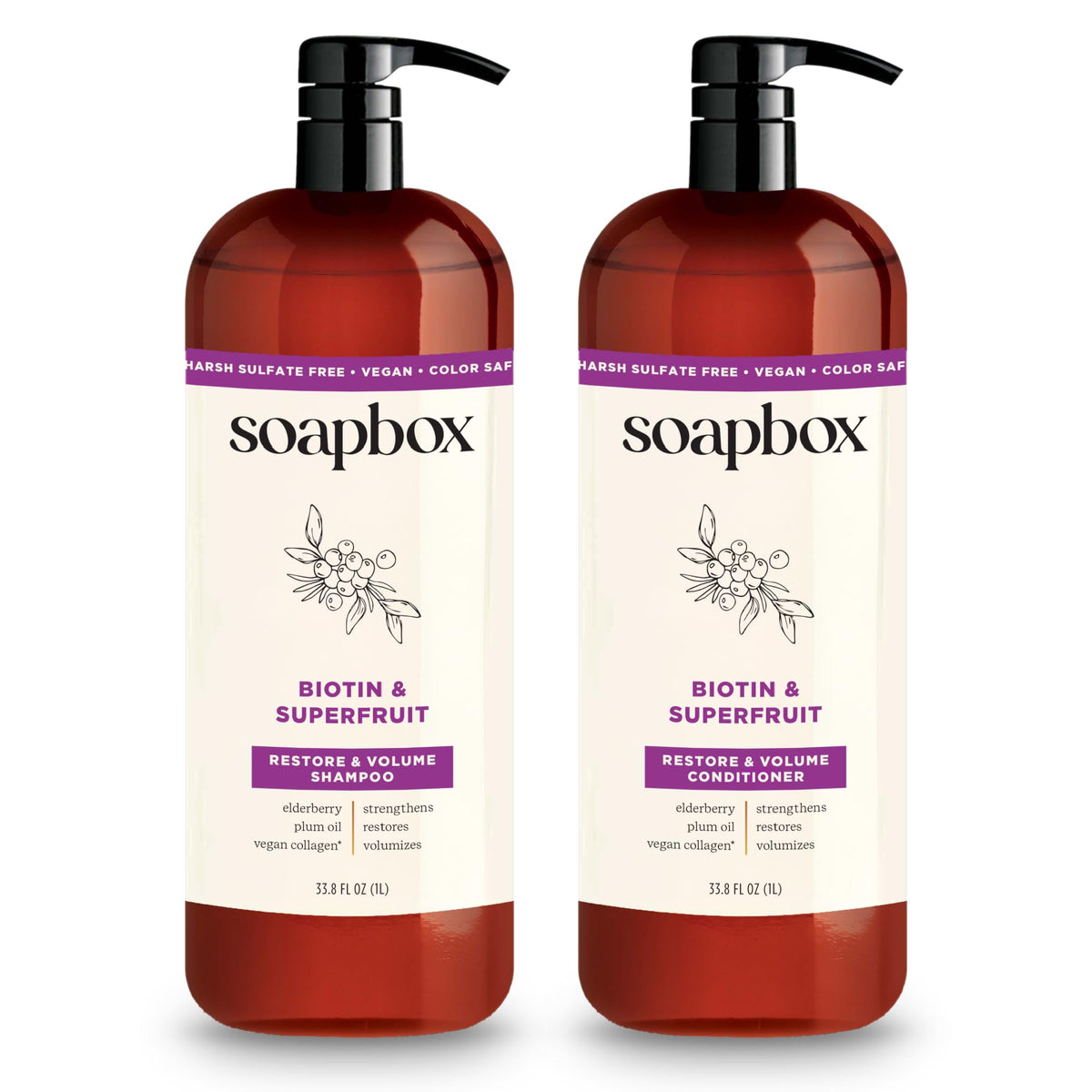 Soapbox front packaging showing biotin and super fruit benefits