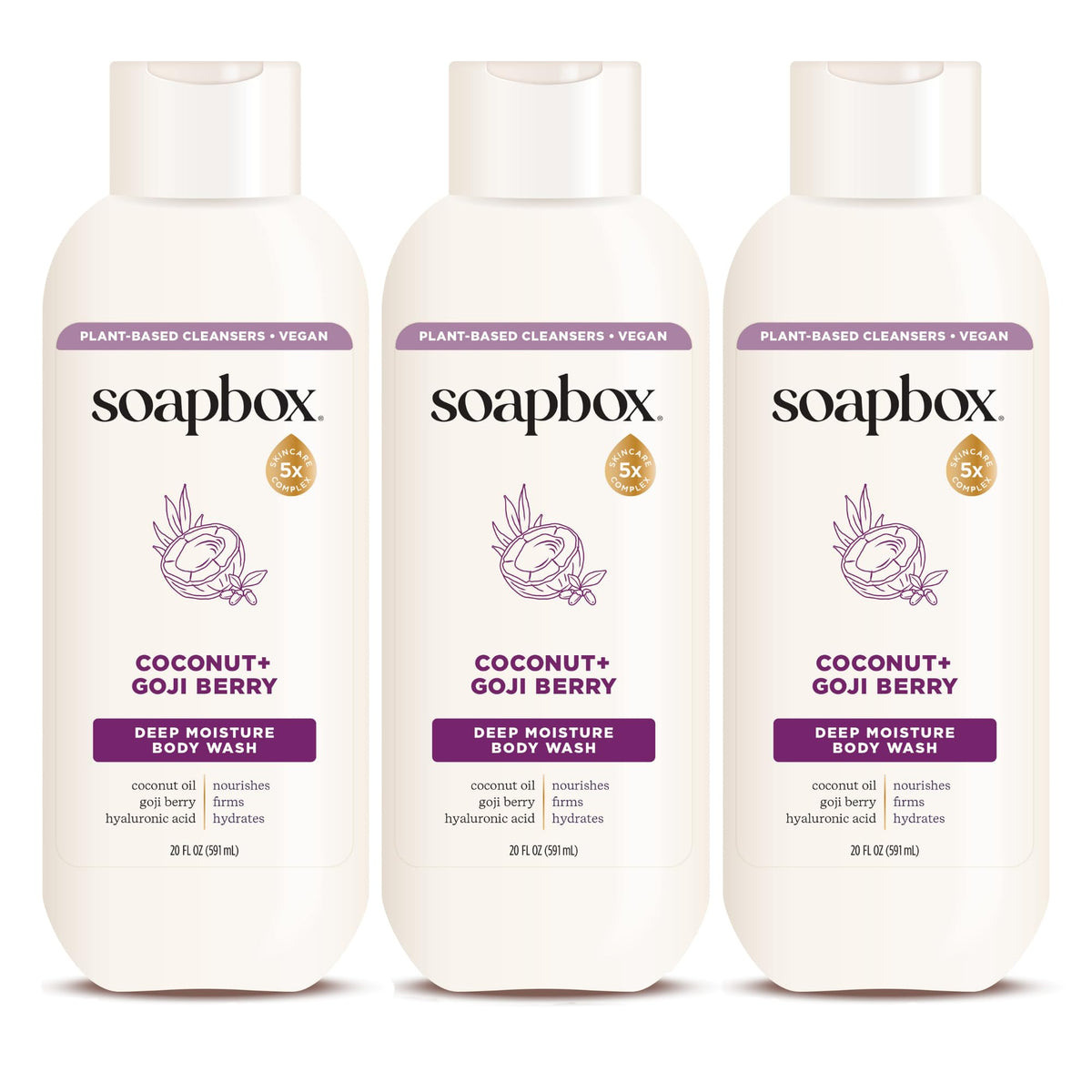 Soapbox front packaging showing coconut goji berry and benefits