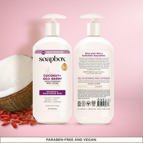 Soapbox label close-up showing ingredient list and clean formulation