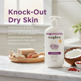 Soapbox pump dispenser open demonstrating easy, mess-free use