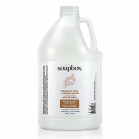 Soapbox gallon front packaging showing scent and size benefit