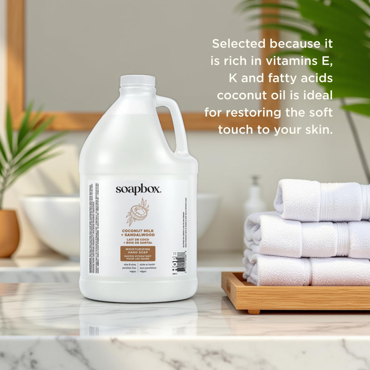 Soapbox label details showing ingredients and vegan benefit