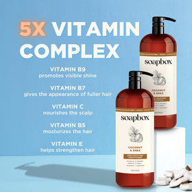 Bottle next to sink during hair routine illustrating Soapbox convenient use