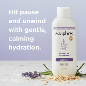 Soapbox foam lather on palm, demonstrates rich gentle cleansing