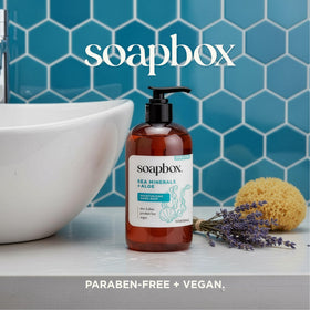 Soapbox lather in hand image showing gentle foam that rinses cleanly