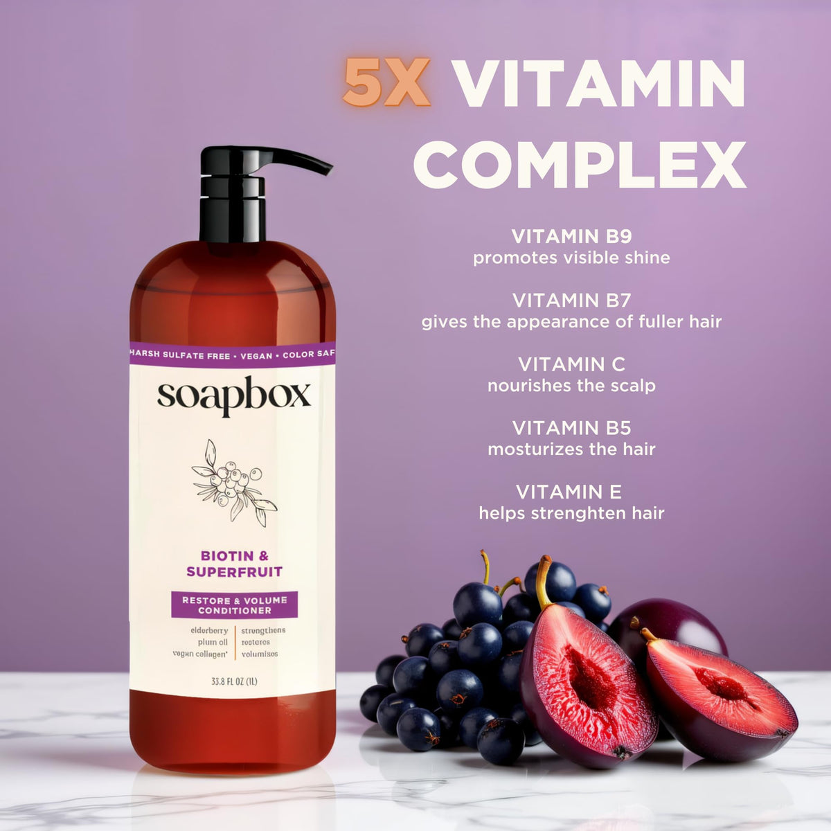 Soapbox elderberry and plum oil ingredients highlighting nourishment