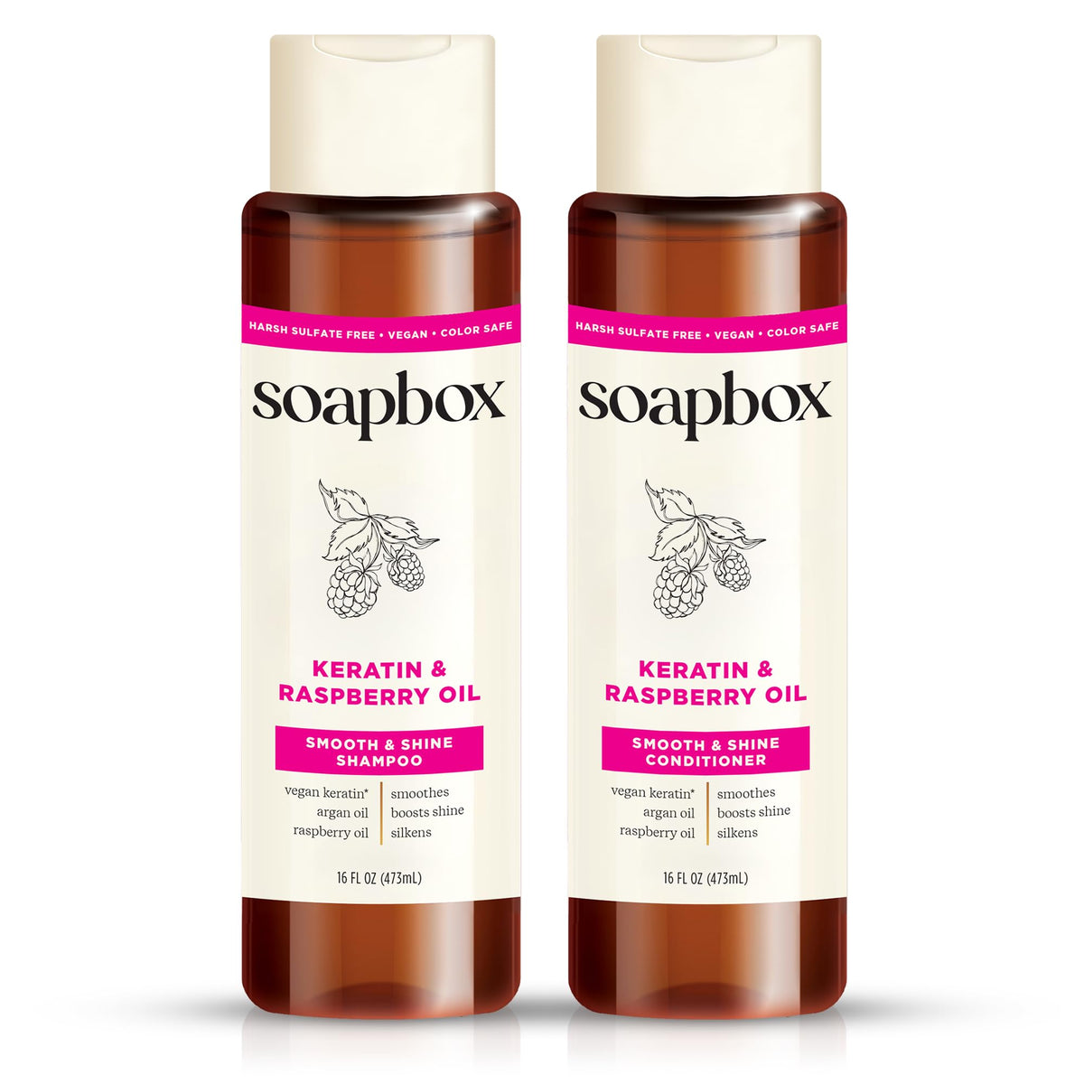 Soapbox front packaging showing bottles and benefits