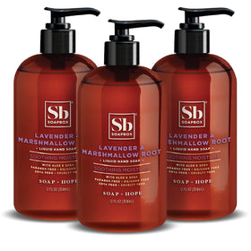 Soapbox front packaging showing lavender marshmallow root and benefits