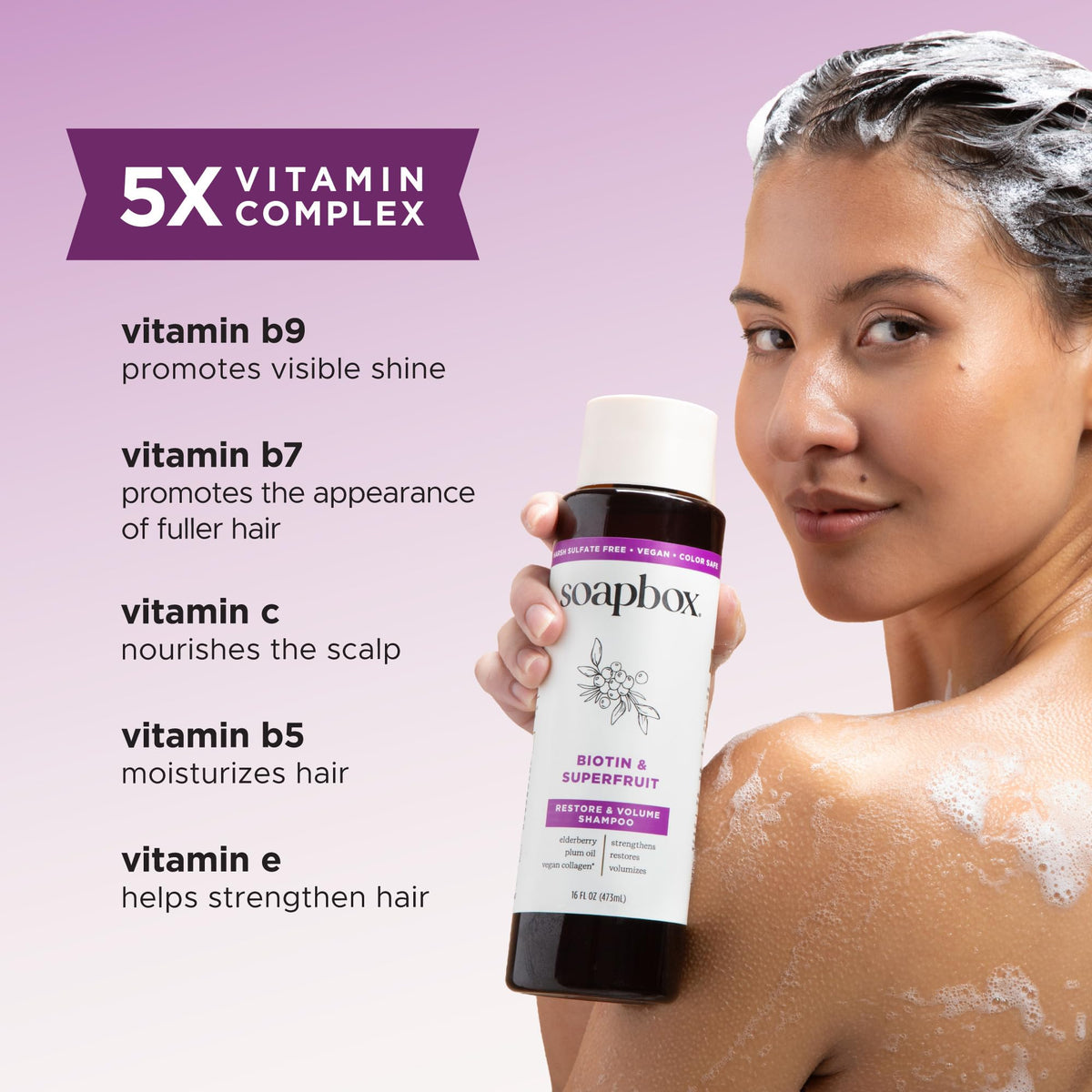 Soapbox shampoo and conditioner in shower setting promoting easy use