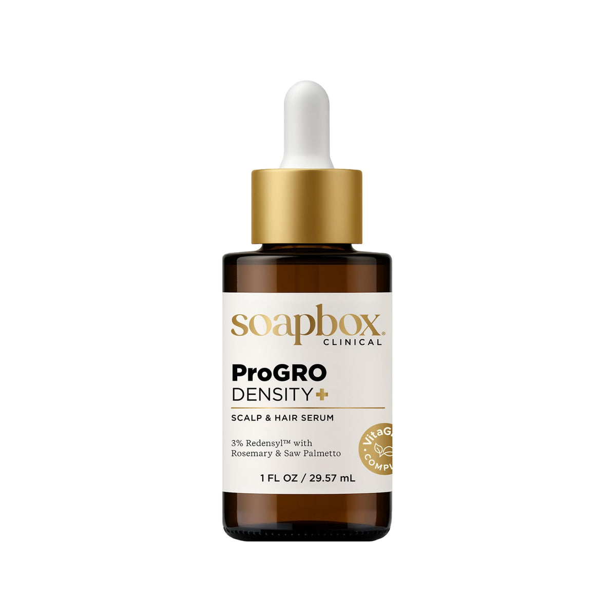 Soapbox ProGRO Density+ front packaging showing bottle and label, presents clean product benefit