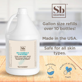 Soapbox pump closeup dispensing wash with easy refill convenience