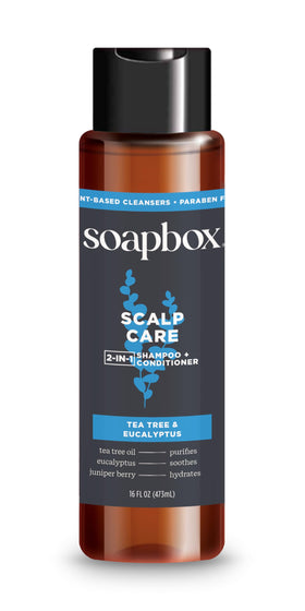 Soapbox scalp care packed in travel pouch illustrating convenience on the go